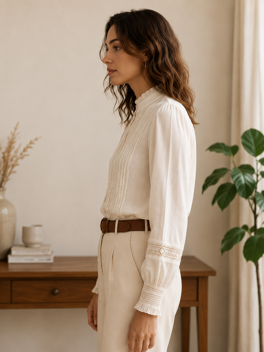 Blusa Elegante Mujer con Encaje