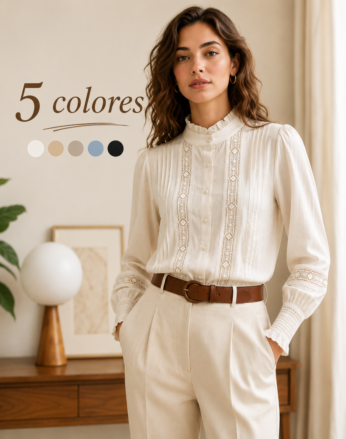 Blusa Elegante Mujer con Encaje