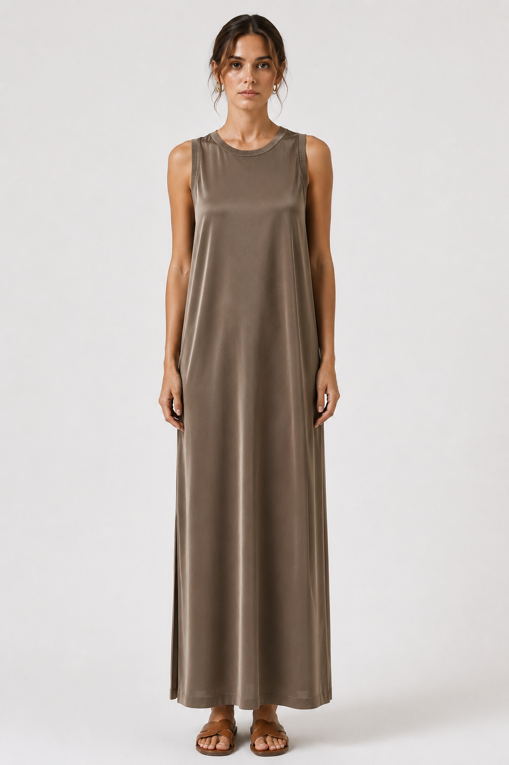 Vestido Largo para Mujer – Sin Mangas, Corte Recto y Fluido | Vestido Casual Elegante para Verano