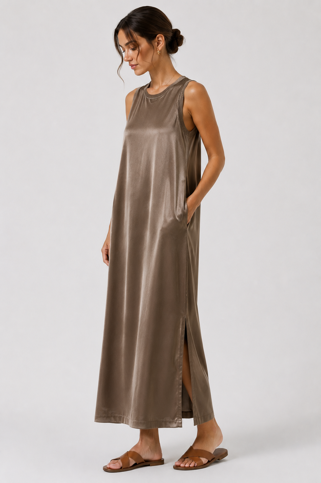 Vestido Largo para Mujer – Sin Mangas, Corte Recto y Fluido | Vestido Casual Elegante para Verano