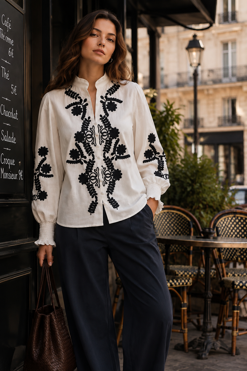 ALICIA Camisa Bordada de Mujer 100% Algodón