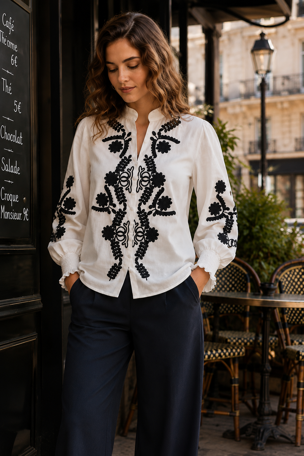 ALICIA Camisa Bordada de Mujer 100% Algodón