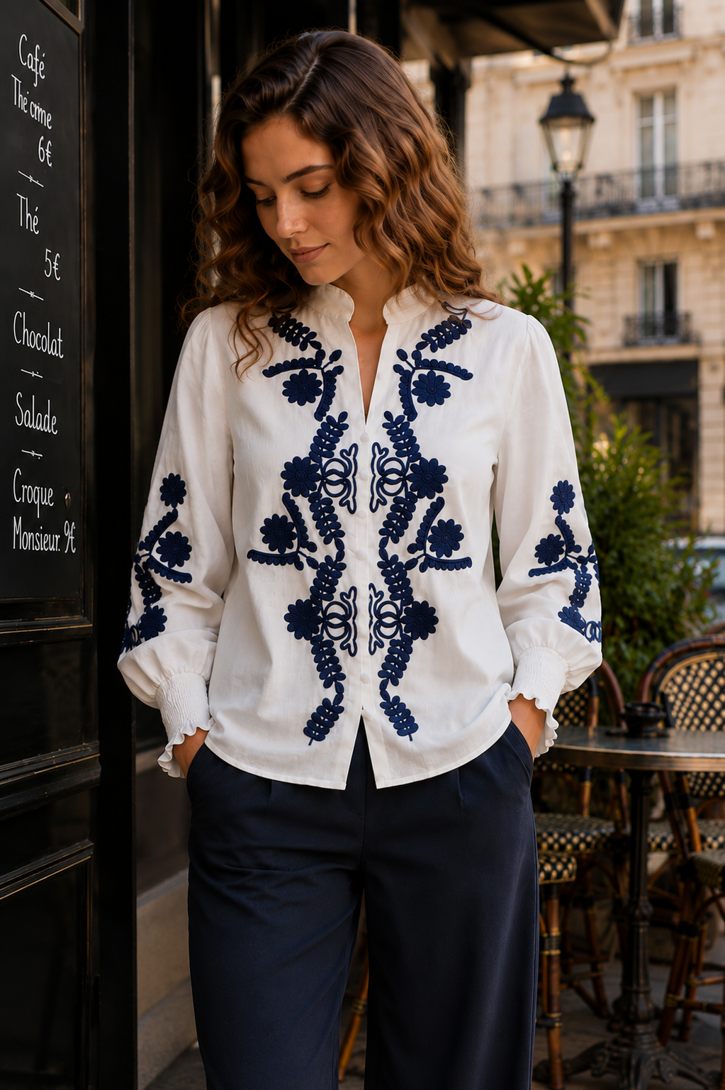 ALICIA Camisa Bordada de Mujer 100% Algodón