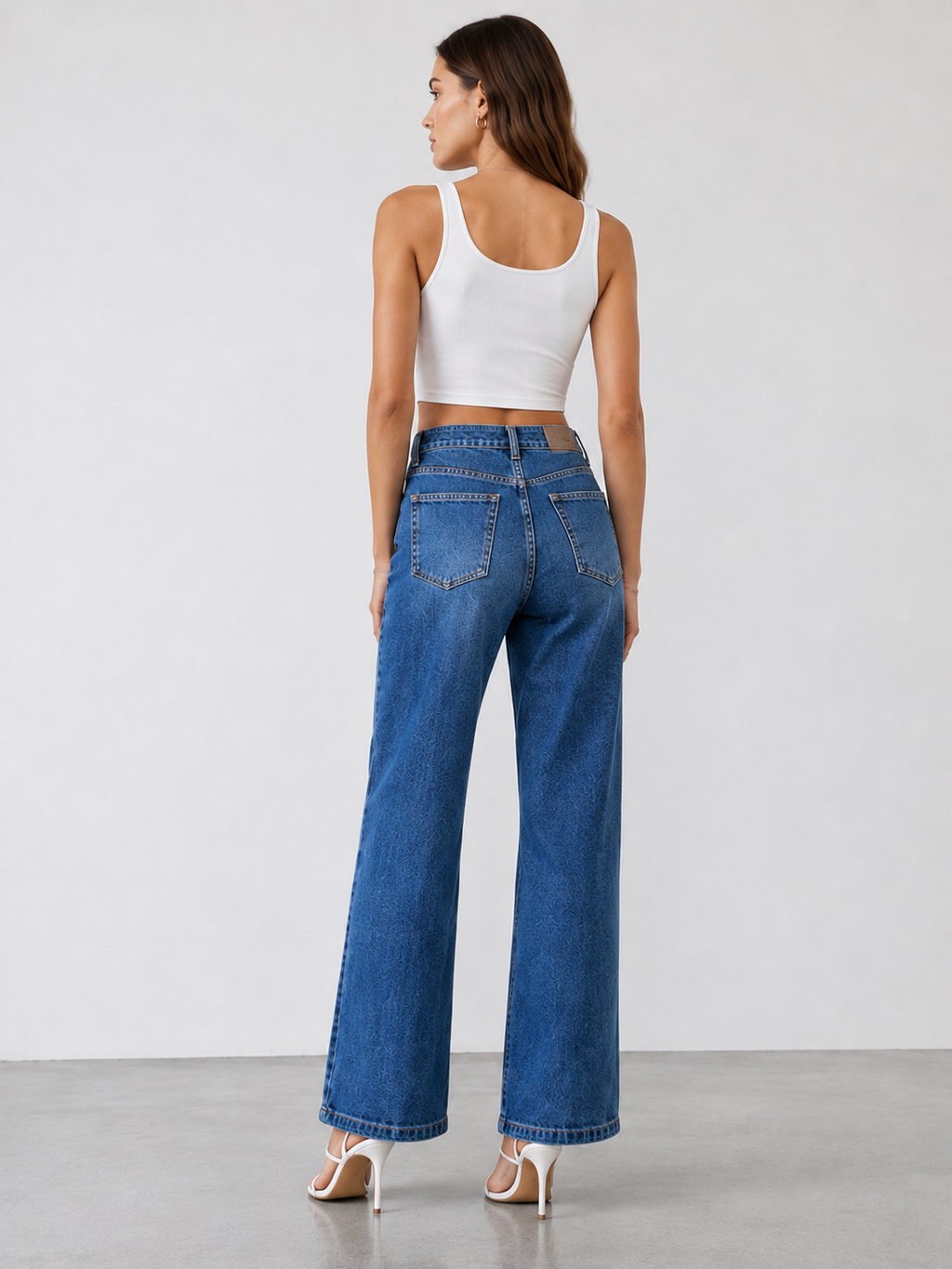 CARLOTA Jeans de Mujer Wide Leg con Bordado – Vaqueros de Tiro Alto y Pierna Ancha