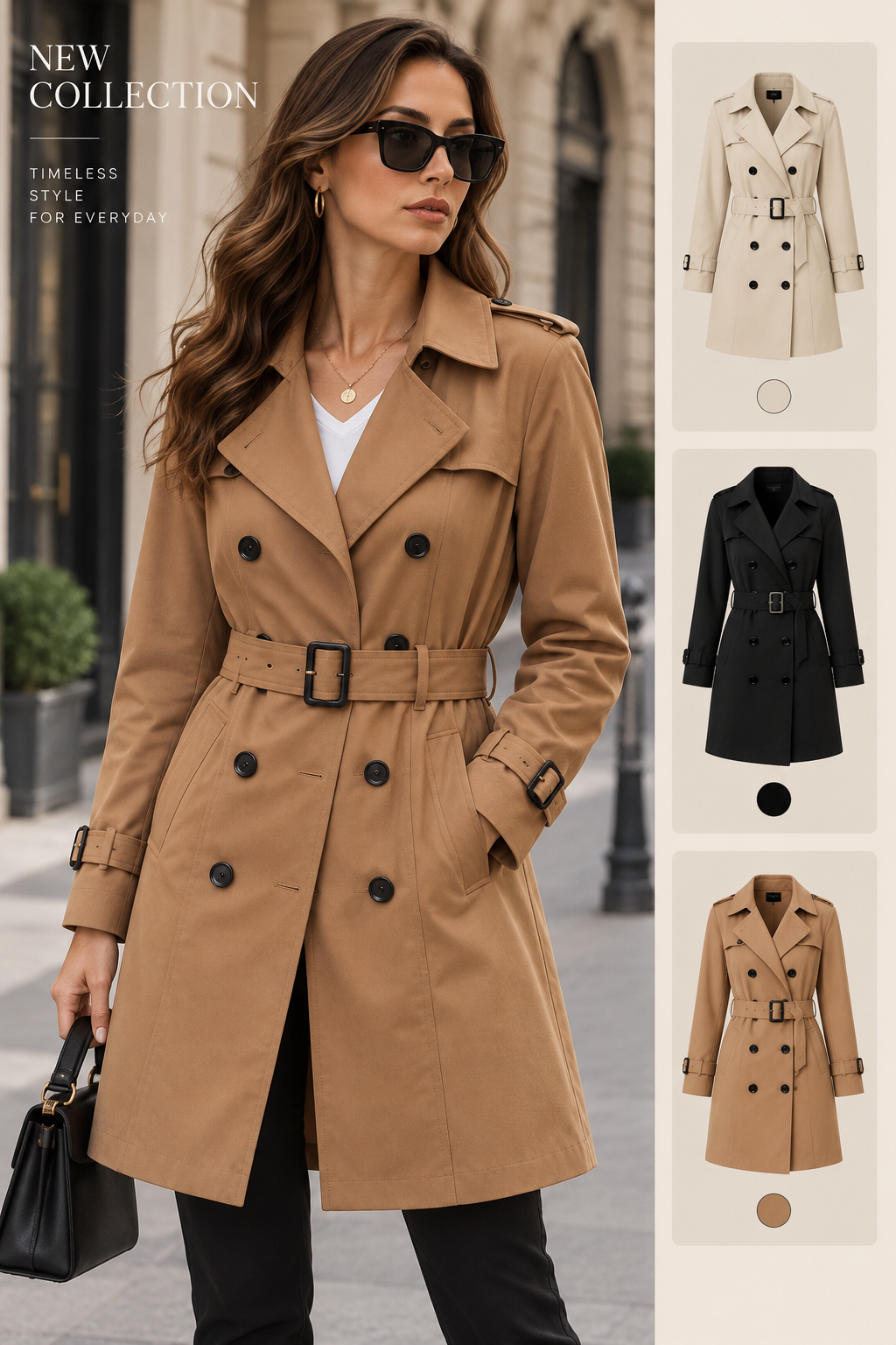 Gabardina Mujer Clásica con Cinturón
