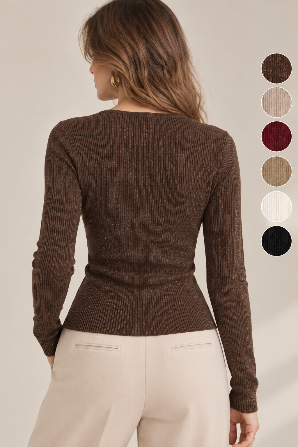 Jersey de Punto Mujer con Botones Joya Dorados
