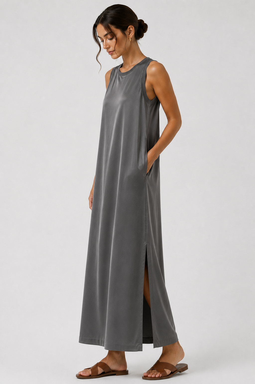 Vestido Largo para Mujer – Sin Mangas, Corte Recto y Fluido | Vestido Casual Elegante para Verano