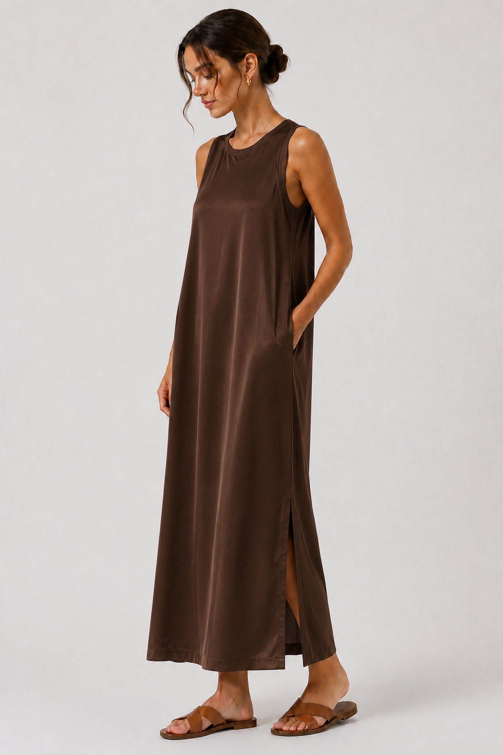 Vestido Largo para Mujer – Sin Mangas, Corte Recto y Fluido | Vestido Casual Elegante para Verano