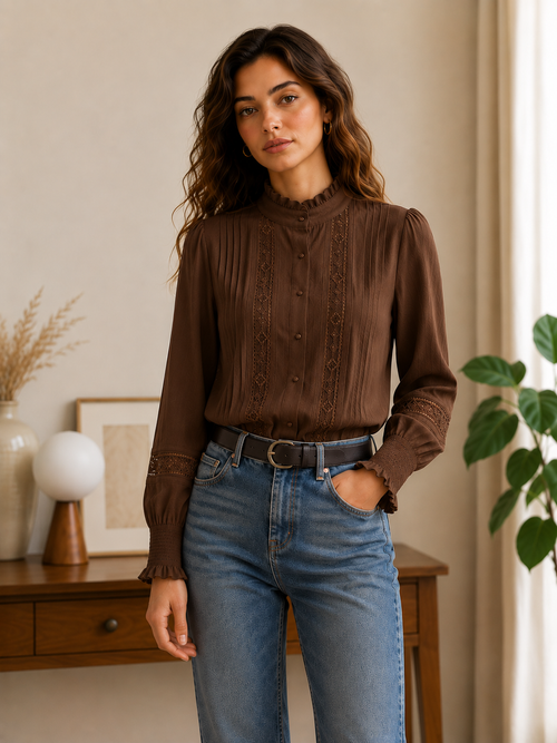 Blusa Elegante Mujer con Encaje